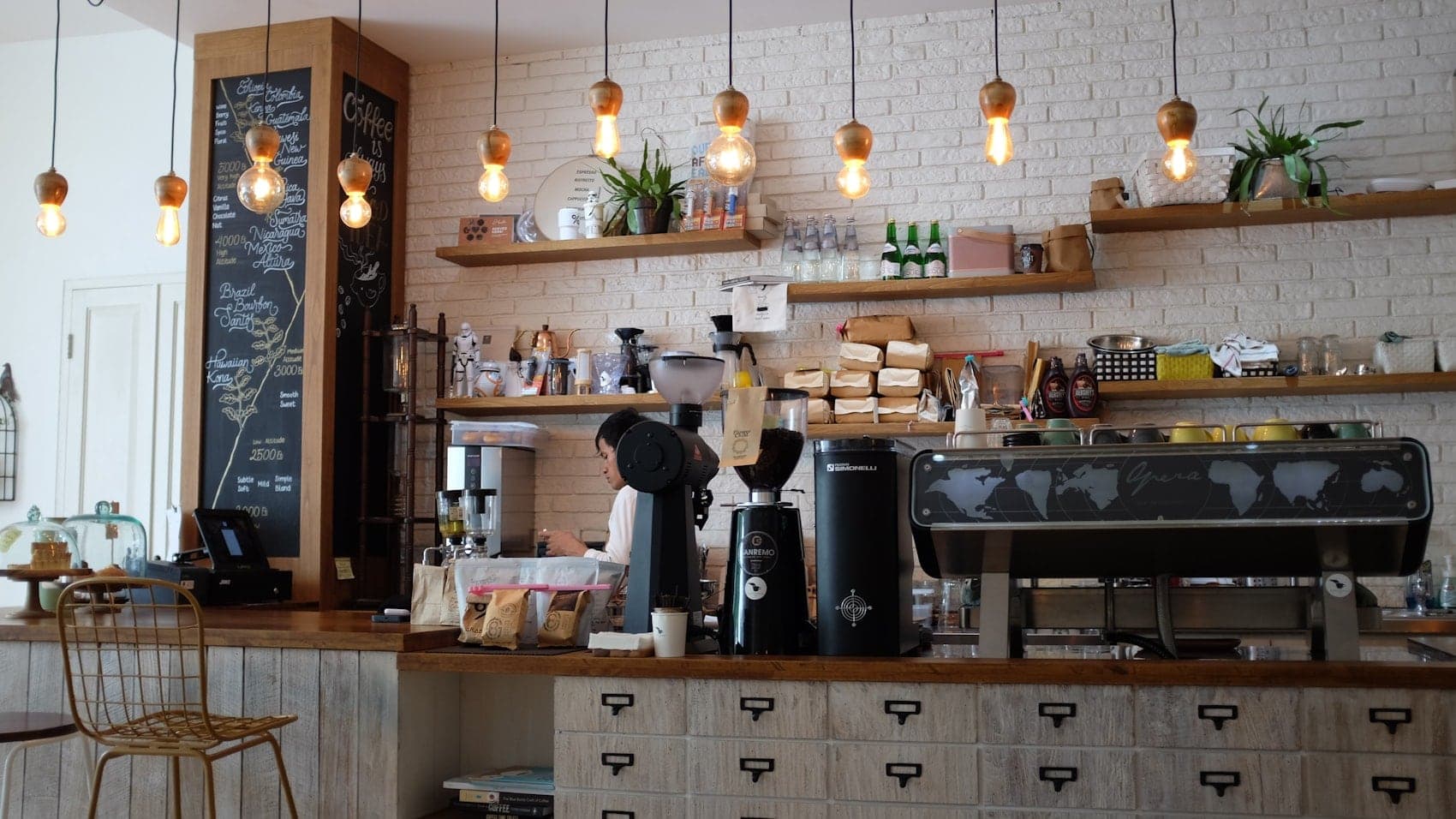Coffee brewing on the bar of a heritage cafe